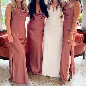 Revelry Skye Satin Bridesmaid Dress - Desert Rose - Size 8 in Petite